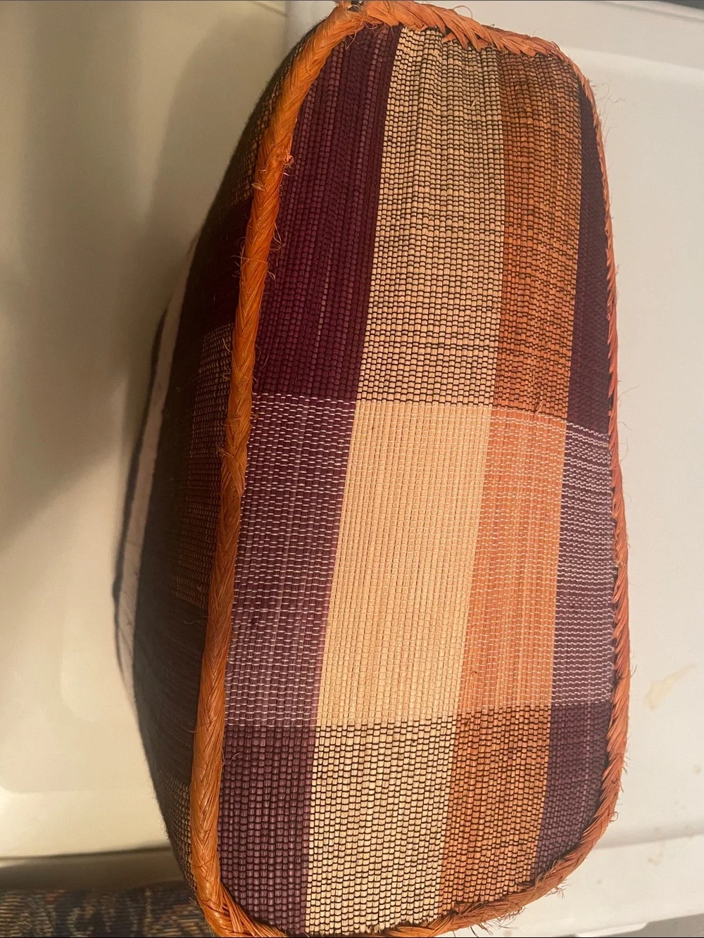 Woven straw tote bag